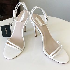 Forever 21 White Strappy Open-Toed Heels